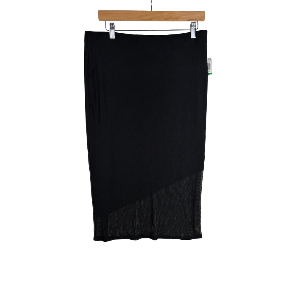 New INC International Concepts Women's Tribal Sunrise3 Midi Skirt L Deep Black